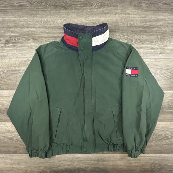 Vintage Tommy Hilfiger Jacket Mens Large Sailing Gear Flag 90s Classic Hip Hop - Picture 1 of 7